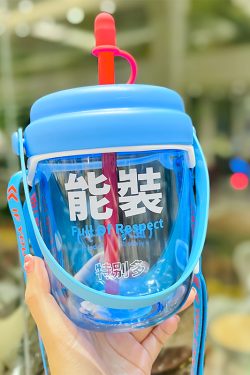 Cute 1L Plastic Straw Cup - High-Quality Graduation Water Bottle for Students, Perfect Gift for School and Summer Activities