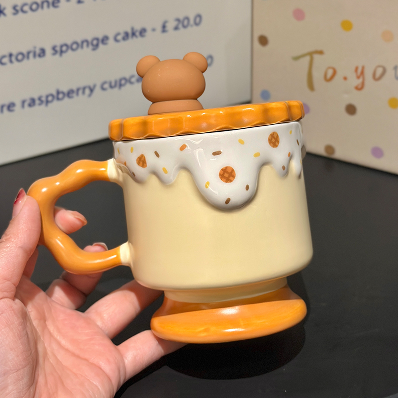 Cute Bear High-Foot Ice Cream Cup Girls' Coffee Mug with Lid and Spoon - Adorable Drinkware for Kids and Y2K Aesthetic Lovers Cute Bear High-Foot Ice Cream Cup Girls' Coffee Mug with Lid and Spoon - Adorable Drinkware for Kids and Y2K Aesthetic Lovers