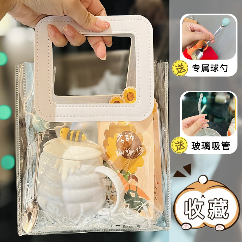 Cute Bee Ceramic Mug with Lid and Spoon - Perfect Breakfast Mug for Girls, Best Friend Birthday Gift, Water and Coffee Cup Cute Bee Ceramic Mug with Lid and Spoon - Perfect Breakfast Mug for Girls, Best Friend Birthday Gift, Water and Coffee Cup