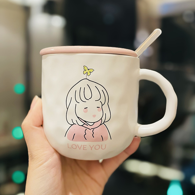 Cute Birthday Pig Ceramic Mug with Lid and Spoon - Adorable Heart Design, Creative Gift for Couples and Girls, Perfect Coffee Water Cup Cute Birthday Pig Ceramic Mug with Lid and Spoon - Adorable Heart Design, Creative Gift for Couples and Girls, Perfect Coffee Water Cup