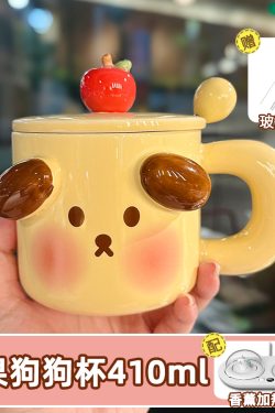 Cute Birthday Pig Ceramic Mug with Lid and Spoon - Adorable Heart Design, Creative Gift for Couples and Girls, Perfect Coffee Water Cup