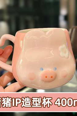 Cute Birthday Pig Ceramic Mug with Lid and Spoon - Adorable Heart Design, Creative Gift for Couples and Girls, Perfect Coffee Water Cup