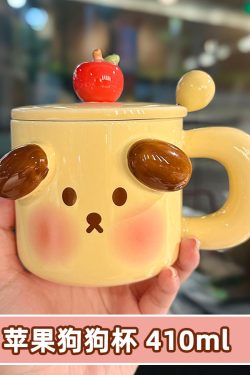 Cute Birthday Pig Ceramic Mug with Lid and Spoon - Adorable Heart Design, Creative Gift for Couples and Girls, Perfect Coffee Water Cup