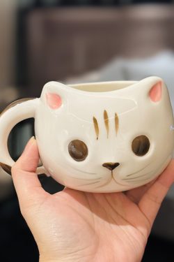 Cute Cartoon Ceramic Water Cup - Adorable Girl Heart Cat Mug for Home, Breakfast, Oatmeal - Soft and Healing Design