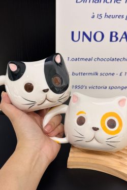 Cute Cartoon Ceramic Water Cup - Adorable Girl Heart Cat Mug for Home, Breakfast, Oatmeal - Soft and Healing Design