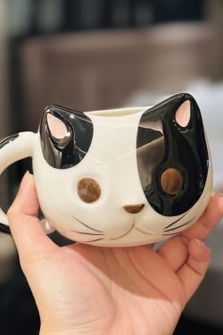 Cute Cartoon Ceramic Water Cup - Adorable Girl Heart Cat Mug for Home, Breakfast, Oatmeal - Soft and Healing Design