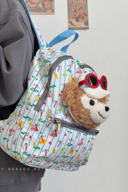Cute Cartoon Duffy Bear Backpack - Soft Large Capacity School Bag for Girls - Trendy 2024 Style