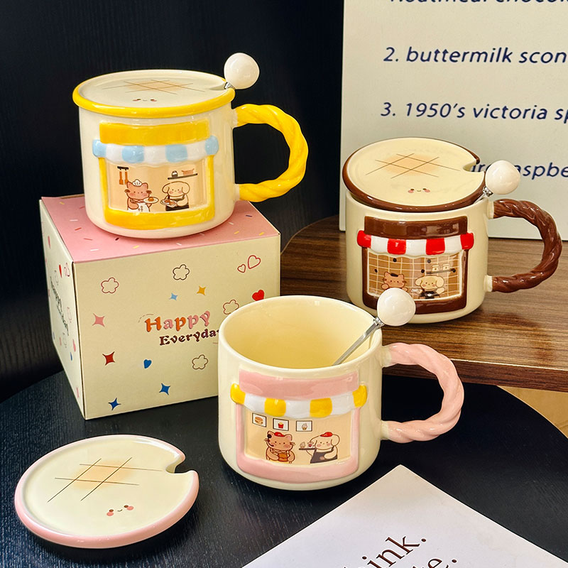 Cute Cat Ceramic Mug with Lid - Adorable Coffee Cup for Girls, Office Use, Perfect Birthday Gift, Trendy 2025 Design Cute Cat Ceramic Mug with Lid - Adorable Coffee Cup for Girls, Office Use, Perfect Birthday Gift, Trendy 2025 Design