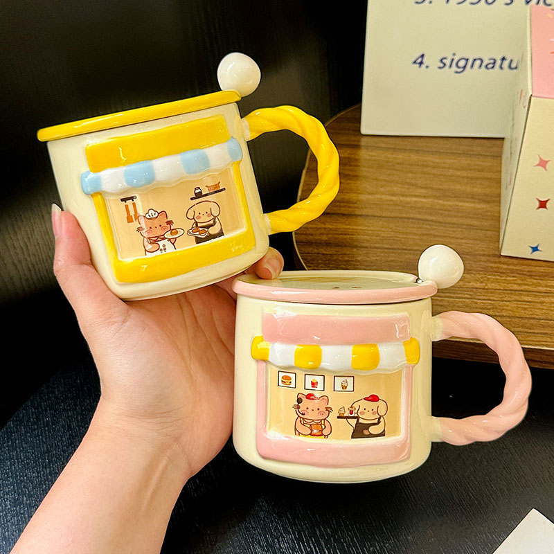 Cute Cat Ceramic Mug with Lid - Adorable Coffee Cup for Girls, Office Use, Perfect Birthday Gift, Trendy 2025 Design Cute Cat Ceramic Mug with Lid - Adorable Coffee Cup for Girls, Office Use, Perfect Birthday Gift, Trendy 2025 Design