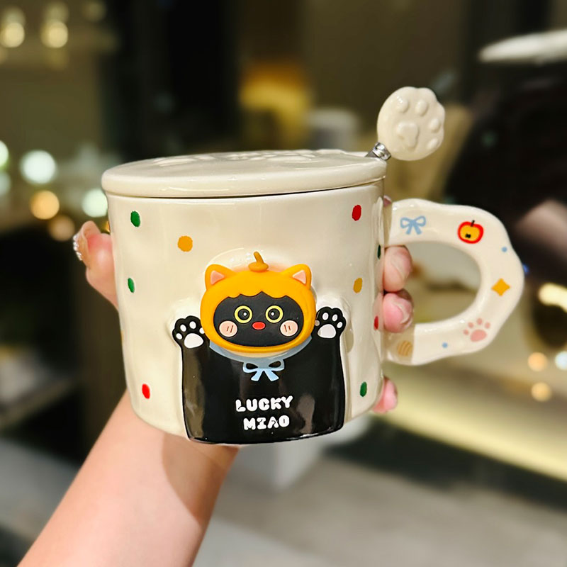 Cute Cat Ceramic Mug with Lid and Spoon – Adorable Water Cup for Girls, Perfect Birthday Gift & Party Favor Cute Cat Ceramic Mug with Lid and Spoon – Adorable Water Cup for Girls, Perfect Birthday Gift & Party Favor