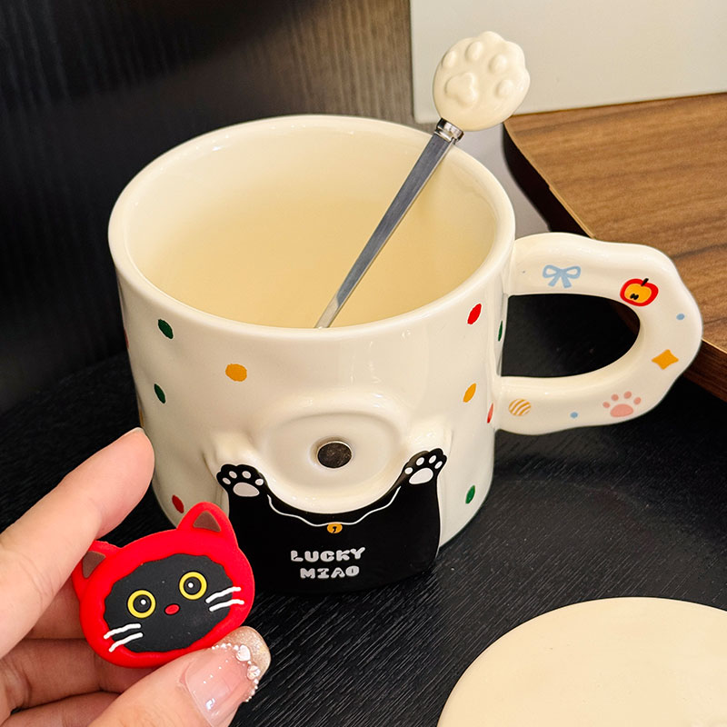 Cute Cat Ceramic Mug with Lid and Spoon – Adorable Water Cup for Girls, Perfect Birthday Gift & Party Favor Cute Cat Ceramic Mug with Lid and Spoon – Adorable Water Cup for Girls, Perfect Birthday Gift & Party Favor