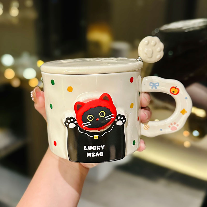 Cute Cat Ceramic Mug with Lid and Spoon – Adorable Water Cup for Girls, Perfect Birthday Gift & Party Favor Cute Cat Ceramic Mug with Lid and Spoon – Adorable Water Cup for Girls, Perfect Birthday Gift & Party Favor