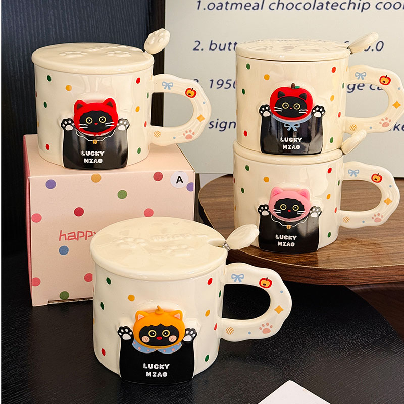 Cute Cat Ceramic Mug with Lid and Spoon – Adorable Water Cup for Girls, Perfect Birthday Gift & Party Favor Cute Cat Ceramic Mug with Lid and Spoon – Adorable Water Cup for Girls, Perfect Birthday Gift & Party Favor