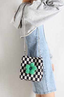 Cute Checkered Bucket Bag - Soft Floral Tote Crossbody for Spring/Summer - Large Capacity Niche Fashion Accessory