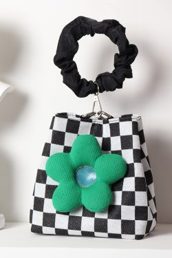 Cute Checkered Bucket Bag - Soft Floral Tote Crossbody for Spring/Summer - Large Capacity Niche Fashion Accessory