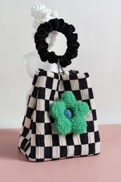 Cute Checkered Bucket Bag - Soft Floral Tote Crossbody for Spring/Summer - Large Capacity Niche Fashion Accessory