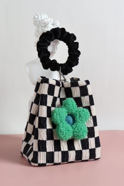 Cute Checkered Bucket Bag - Soft Floral Tote Crossbody for Spring/Summer - Large Capacity Niche Fashion Accessory