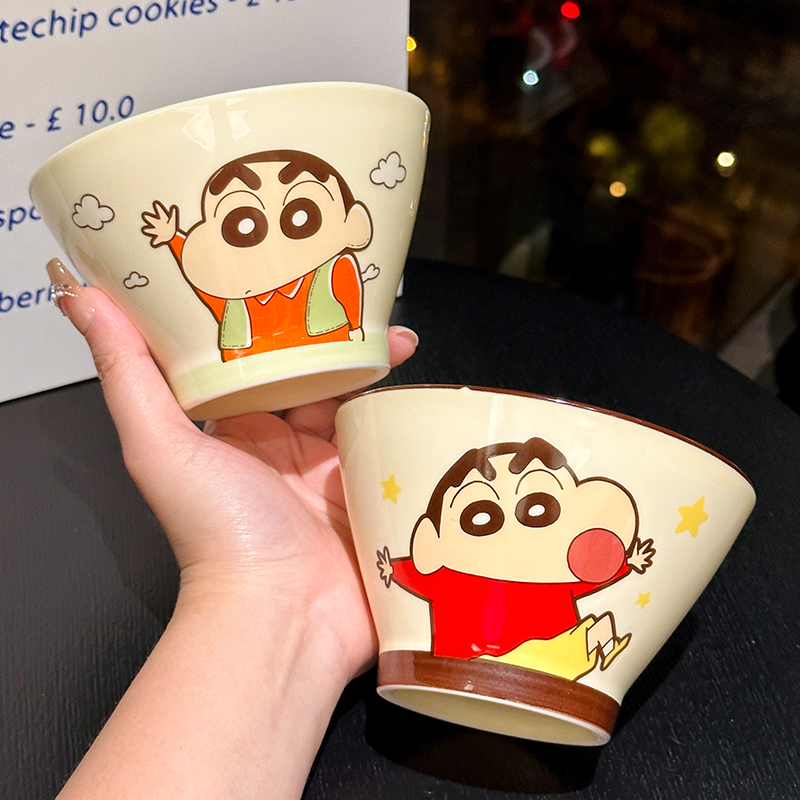 Cute Conical Hat Ceramic Rice Bowl for Kids - 2025 New Model, Adorable Crayon Shin-chan Design, Perfect Noodle Bowl for Children Cute Conical Hat Ceramic Rice Bowl for Kids - 2025 New Model, Adorable Crayon Shin-chan Design, Perfect Noodle Bowl for Children