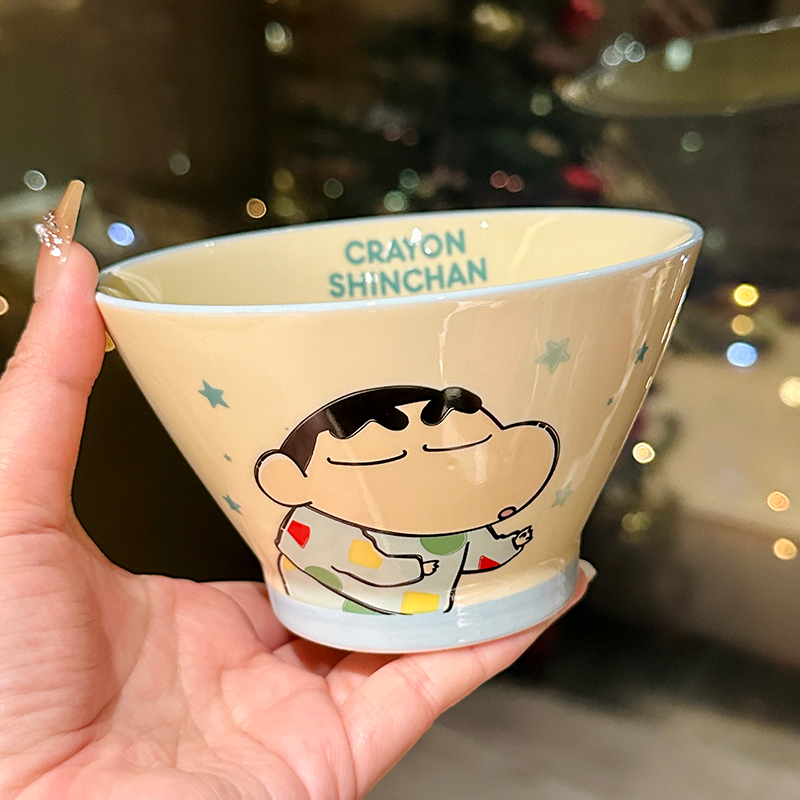 Cute Conical Hat Ceramic Rice Bowl for Kids - 2025 New Model, Adorable Crayon Shin-chan Design, Perfect Noodle Bowl for Children Cute Conical Hat Ceramic Rice Bowl for Kids - 2025 New Model, Adorable Crayon Shin-chan Design, Perfect Noodle Bowl for Children