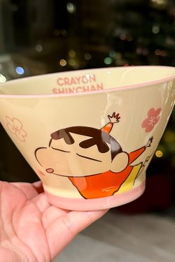 Cute Conical Hat Ceramic Rice Bowl for Kids - 2025 New Model, Adorable Crayon Shin-chan Design, Perfect Noodle Bowl for Children