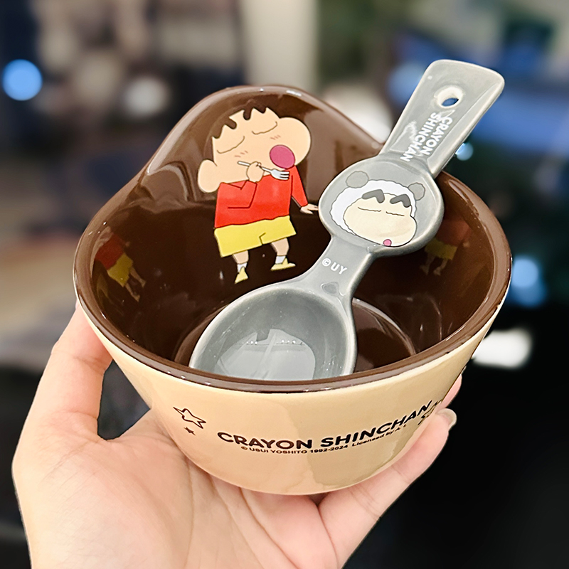 Cute Crayon Shin-chan Ceramic Tableware Set for Kids - One-Person Meal Bowl, Plate, and Milk Cup - Perfect for Breakfast Cute Crayon Shin-chan Ceramic Tableware Set for Kids - One-Person Meal Bowl, Plate, and Milk Cup - Perfect for Breakfast