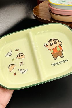 Cute Crayon Shin-chan Ceramic Tableware Set for Kids - One-Person Meal Bowl, Plate, and Milk Cup - Perfect for Breakfast