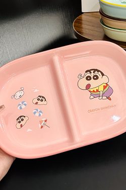 Cute Crayon Shin-chan Ceramic Tableware Set for Kids - One-Person Meal Bowl, Plate, and Milk Cup - Perfect for Breakfast