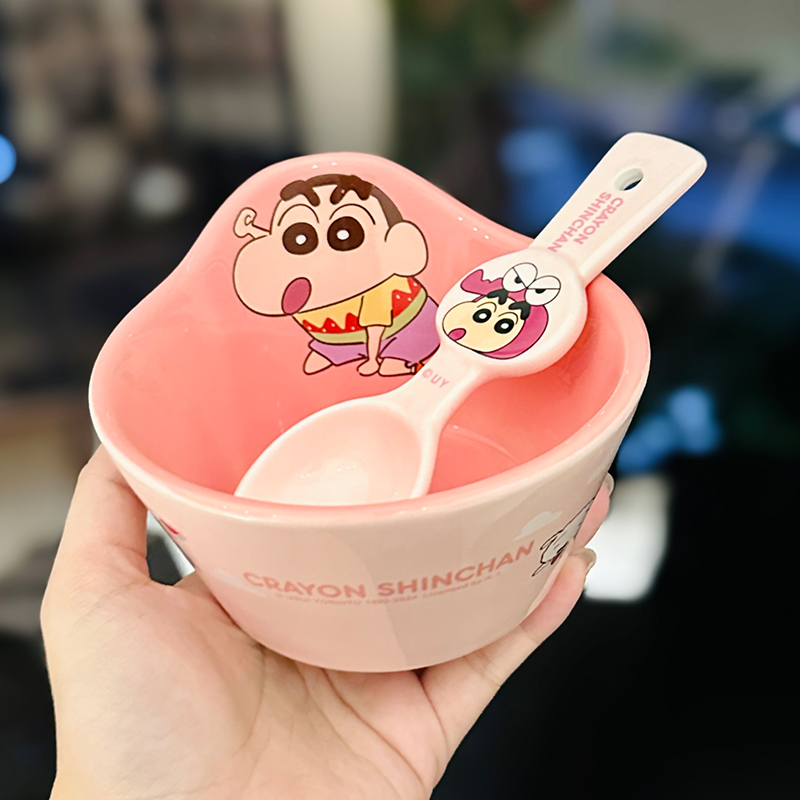 Cute Crayon Shin-chan Ceramic Tableware Set for Kids - One-Person Meal Bowl, Plate, and Milk Cup - Perfect for Breakfast Cute Crayon Shin-chan Ceramic Tableware Set for Kids - One-Person Meal Bowl, Plate, and Milk Cup - Perfect for Breakfast