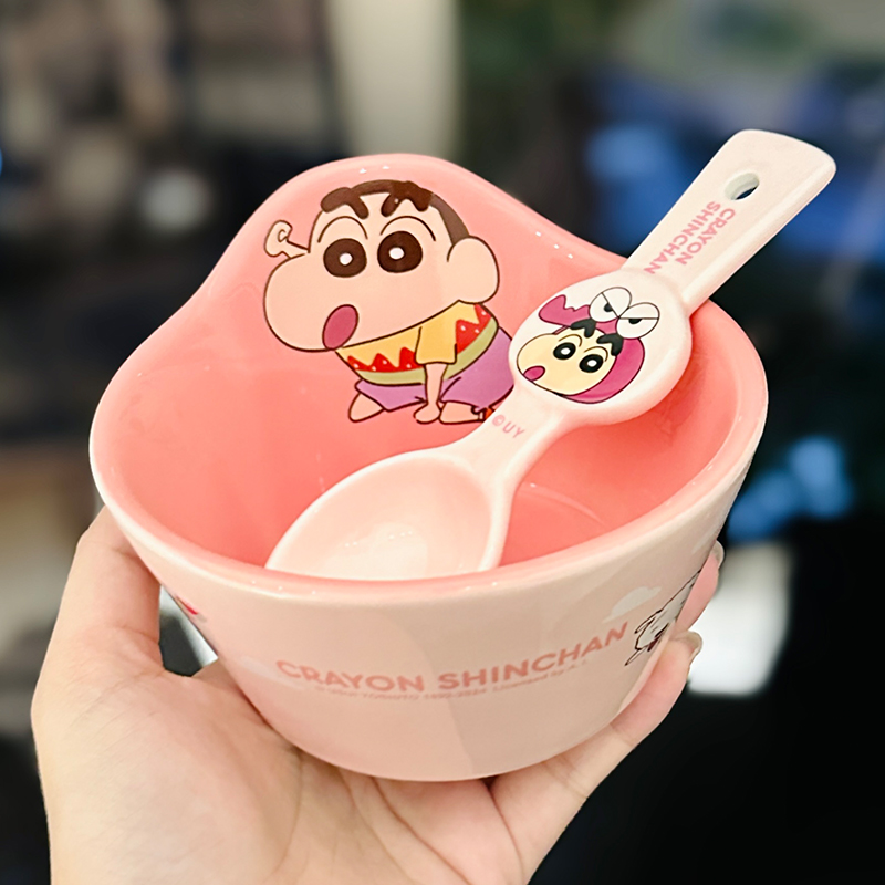 Cute Crayon Shin-chan Ceramic Tableware Set for Kids - One-Person Meal Bowl, Plate, and Milk Cup - Perfect for Breakfast Cute Crayon Shin-chan Ceramic Tableware Set for Kids - One-Person Meal Bowl, Plate, and Milk Cup - Perfect for Breakfast