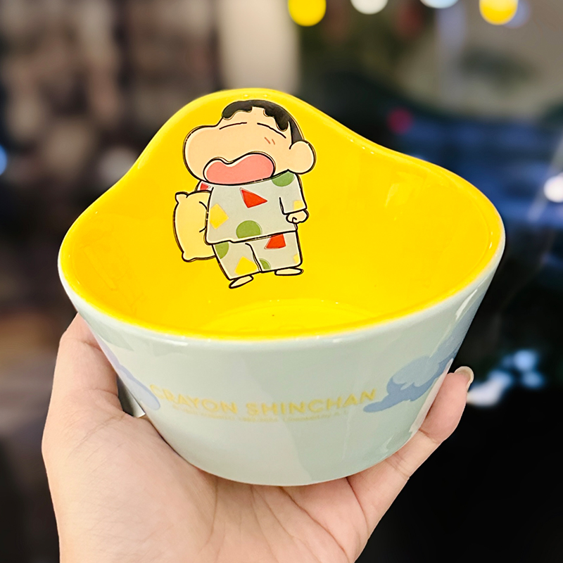Cute Crayon Shin-chan Ceramic Tableware Set for Kids - One-Person Meal Bowl, Plate, and Milk Cup - Perfect for Breakfast Cute Crayon Shin-chan Ceramic Tableware Set for Kids - One-Person Meal Bowl, Plate, and Milk Cup - Perfect for Breakfast