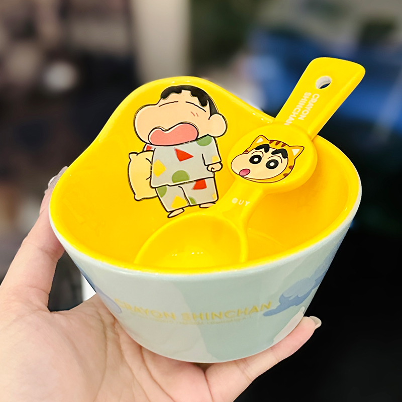 Cute Crayon Shin-chan Ceramic Tableware Set for Kids - One-Person Meal Bowl, Plate, and Milk Cup - Perfect for Breakfast Cute Crayon Shin-chan Ceramic Tableware Set for Kids - One-Person Meal Bowl, Plate, and Milk Cup - Perfect for Breakfast