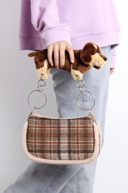 Cute Creative Sausage Dog Plush Doll Underarm Bag - Autumn Winter Small Handheld Crossbody Bag for Trendy Style