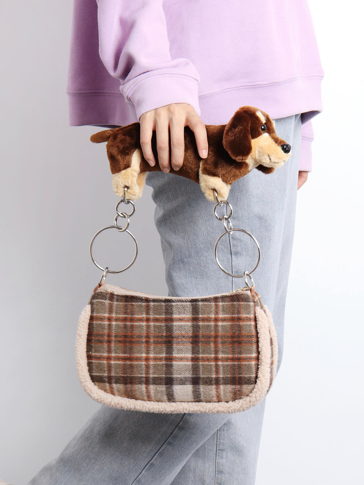 Cute Creative Sausage Dog Plush Doll Underarm Bag - Autumn Winter Small Handheld Crossbody Bag for Trendy Style Cute Creative Sausage Dog Plush Doll Underarm Bag - Autumn Winter Small Handheld Crossbody Bag for Trendy Style