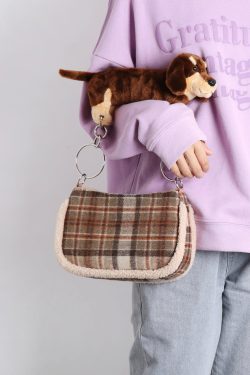 Cute Creative Sausage Dog Plush Doll Underarm Bag - Autumn Winter Small Handheld Crossbody Bag for Trendy Style
