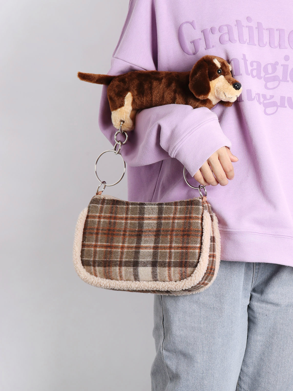 Cute Creative Sausage Dog Plush Doll Underarm Bag - Autumn Winter Small Handheld Crossbody Bag for Trendy Style Cute Creative Sausage Dog Plush Doll Underarm Bag - Autumn Winter Small Handheld Crossbody Bag for Trendy Style