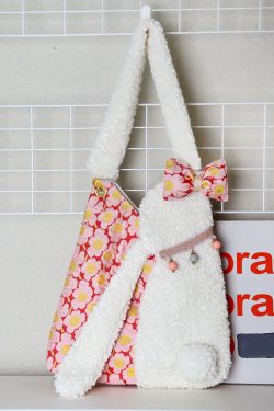 Cute Floppy-Eared Rabbit Plush Color-Blocking Large Capacity Shoulder Crossbody Bag – Adorable Y2K Style for Everyday Use