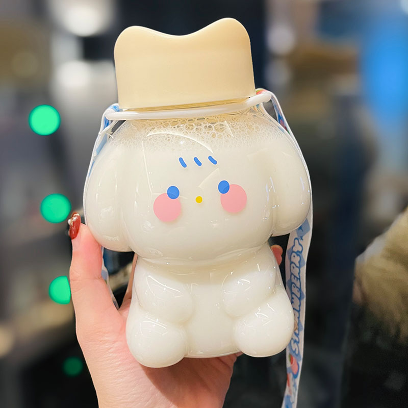 Cute Fufu Dog Ceramic Mug with Lid and Spoon - Influencer-Style Couple Water Cup for Breakfast or Coffee with Straw Cute Fufu Dog Ceramic Mug with Lid and Spoon - Influencer-Style Couple Water Cup for Breakfast or Coffee with Straw