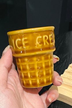 Cute Girl Heart Ceramic Ice Cream Cup - Sweet Cone Round Dessert Cup for Ice Cream Cakes - Trendy 90s Aesthetic Decor