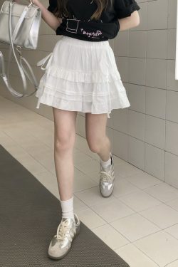 Cute Girl Summer Ballet Style Bow Tie A-Line Skirt - High-Waisted Slimming Short Skirt for Youthful 90s Inspired Fashion