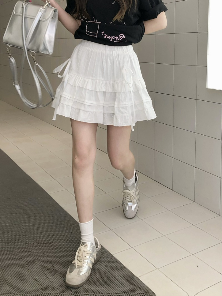 Cute Girl Summer Ballet Style Bow Tie A-Line Skirt - High-Waisted Slimming Short Skirt for Youthful 90s Inspired Fashion Cute Girl Summer Ballet Style Bow Tie A-Line Skirt - High-Waisted Slimming Short Skirt for Youthful 90s Inspired Fashion