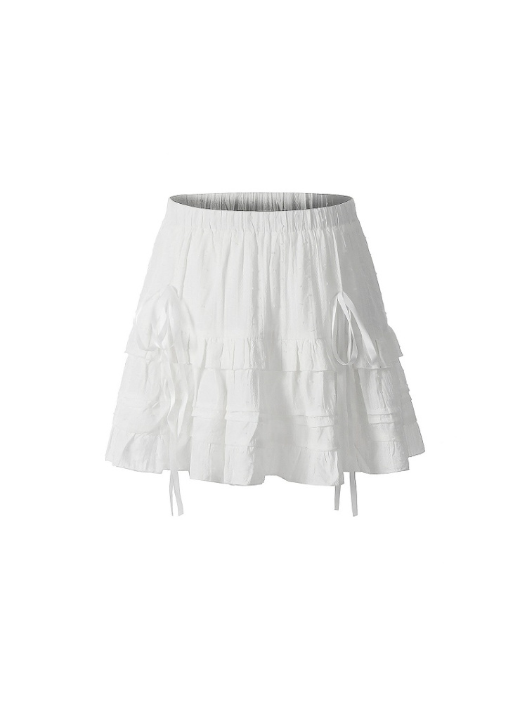 Cute Girl Summer Ballet Style Bow Tie A-Line Skirt - High-Waisted Slimming Short Skirt for Youthful 90s Inspired Fashion Cute Girl Summer Ballet Style Bow Tie A-Line Skirt - High-Waisted Slimming Short Skirt for Youthful 90s Inspired Fashion