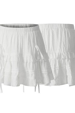 Cute Girl Summer Ballet Style Bow Tie A-Line Skirt - High-Waisted Slimming Short Skirt for Youthful 90s Inspired Fashion