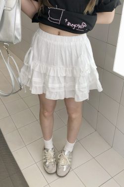 Cute Girl Summer Ballet Style Bow Tie A-Line Skirt - High-Waisted Slimming Short Skirt for Youthful 90s Inspired Fashion