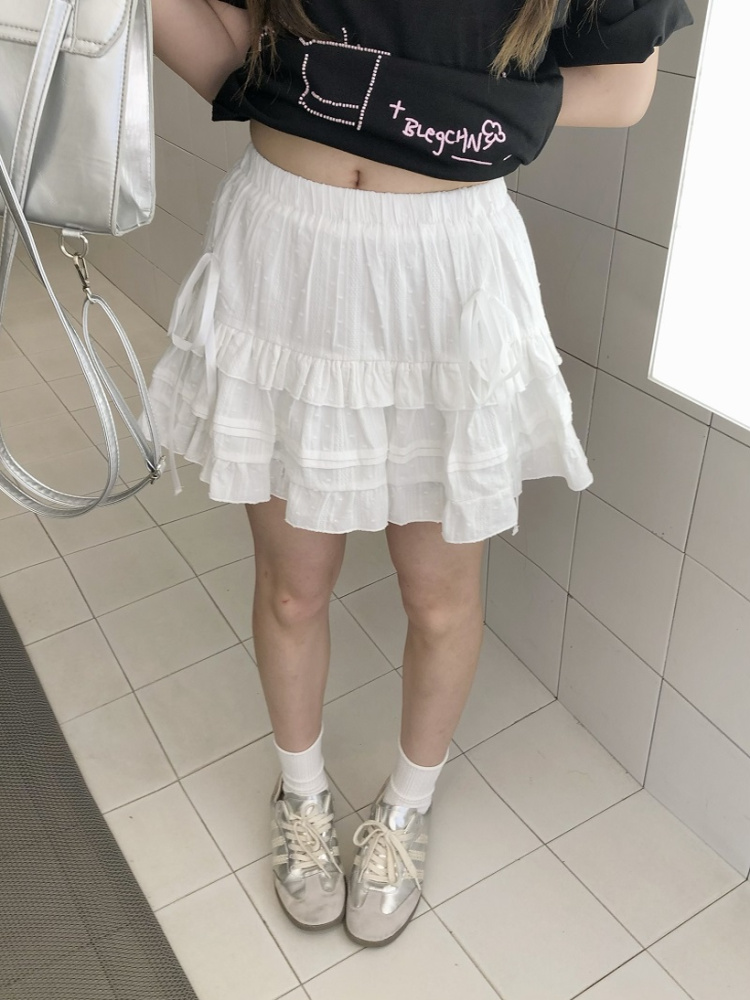 Cute Girl Summer Ballet Style Bow Tie A-Line Skirt - High-Waisted Slimming Short Skirt for Youthful 90s Inspired Fashion Cute Girl Summer Ballet Style Bow Tie A-Line Skirt - High-Waisted Slimming Short Skirt for Youthful 90s Inspired Fashion