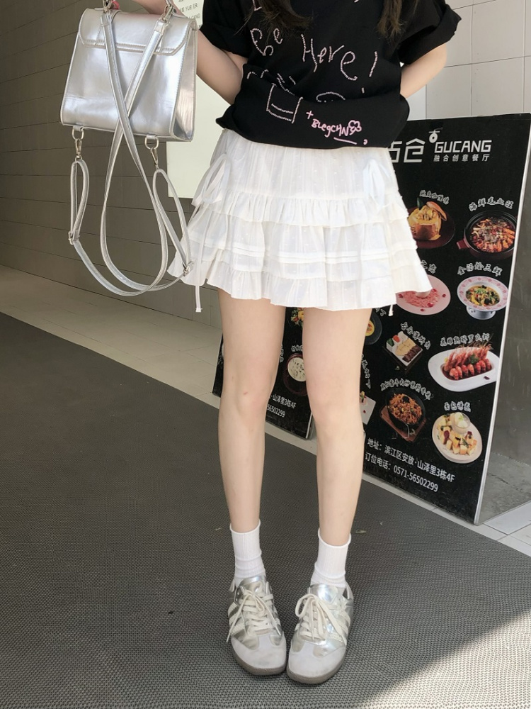 Cute Girl Summer Ballet Style Bow Tie A-Line Skirt - High-Waisted Slimming Short Skirt for Youthful 90s Inspired Fashion Cute Girl Summer Ballet Style Bow Tie A-Line Skirt - High-Waisted Slimming Short Skirt for Youthful 90s Inspired Fashion