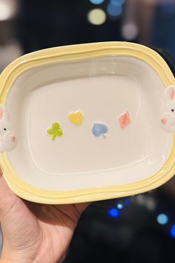 Cute Hand-Painted Cartoon Unicorn Ceramic Bowl with Underglaze, 5-Inch Ice Cream Bowl and Dessert Spoon, Perfect for Kids' Parties