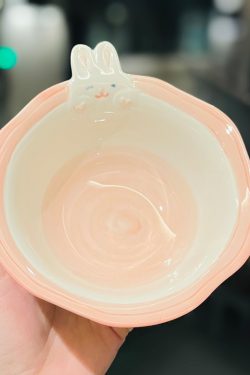 Cute Hand-Painted Cartoon Unicorn Ceramic Bowl with Underglaze, 5-Inch Ice Cream Bowl and Dessert Spoon, Perfect for Kids' Parties