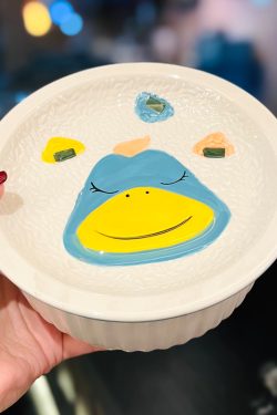 Cute Heart Ceramic Noodle Bowl with Lid - Microwaveable Instant Ramen Bowl for Students, Instagram Trendy Kitchenware