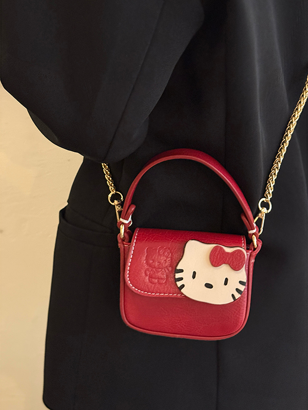 Cute Japanese-Style Hello Kitty Red Square Handbag - Small Crossbody Commuting Coin Purse for Y2K Fashion Lovers Cute Japanese-Style Hello Kitty Red Square Handbag - Small Crossbody Commuting Coin Purse for Y2K Fashion Lovers