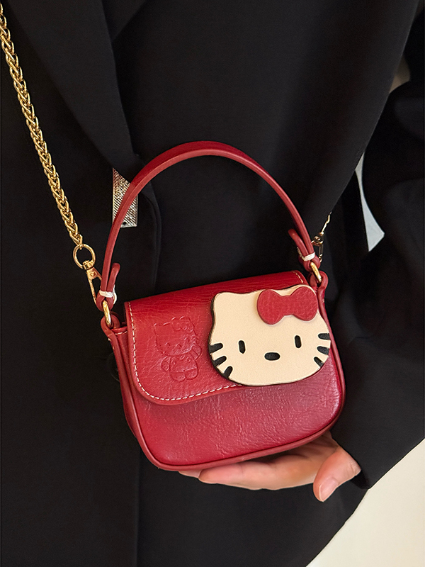Cute Japanese-Style Hello Kitty Red Square Handbag - Small Crossbody Commuting Coin Purse for Y2K Fashion Lovers Cute Japanese-Style Hello Kitty Red Square Handbag - Small Crossbody Commuting Coin Purse for Y2K Fashion Lovers